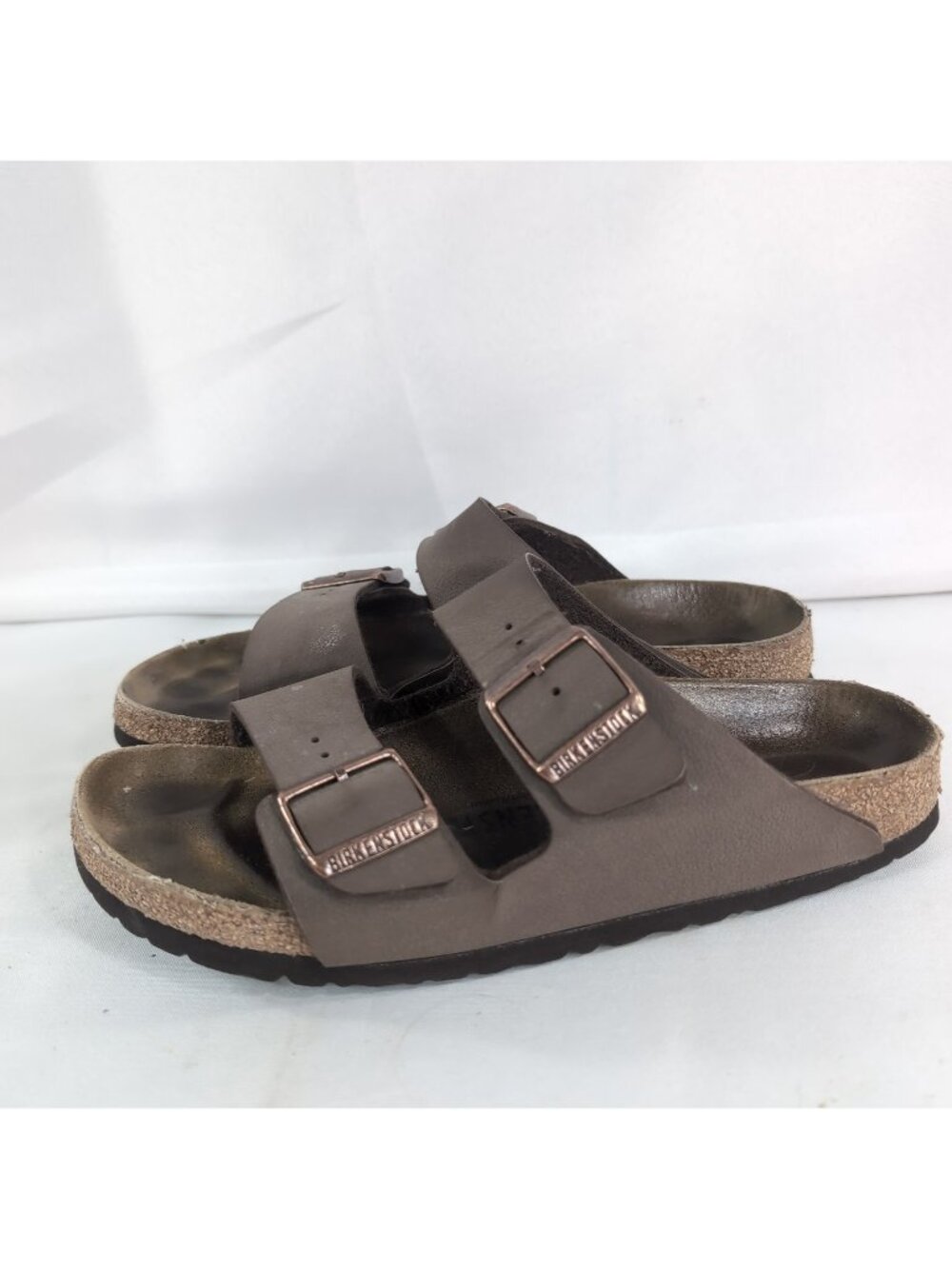Birkenstock Arizona 39 8 Mocha Brown Birkibuc Leather Sandals Women Birko-Flor